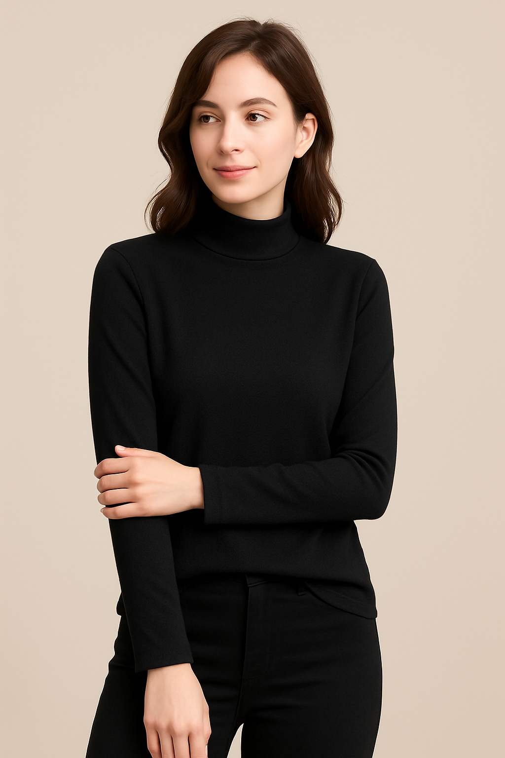 Women’s Lined Long-Sleeve Winter Top – Velvety, Slim-Fit Thermal Top