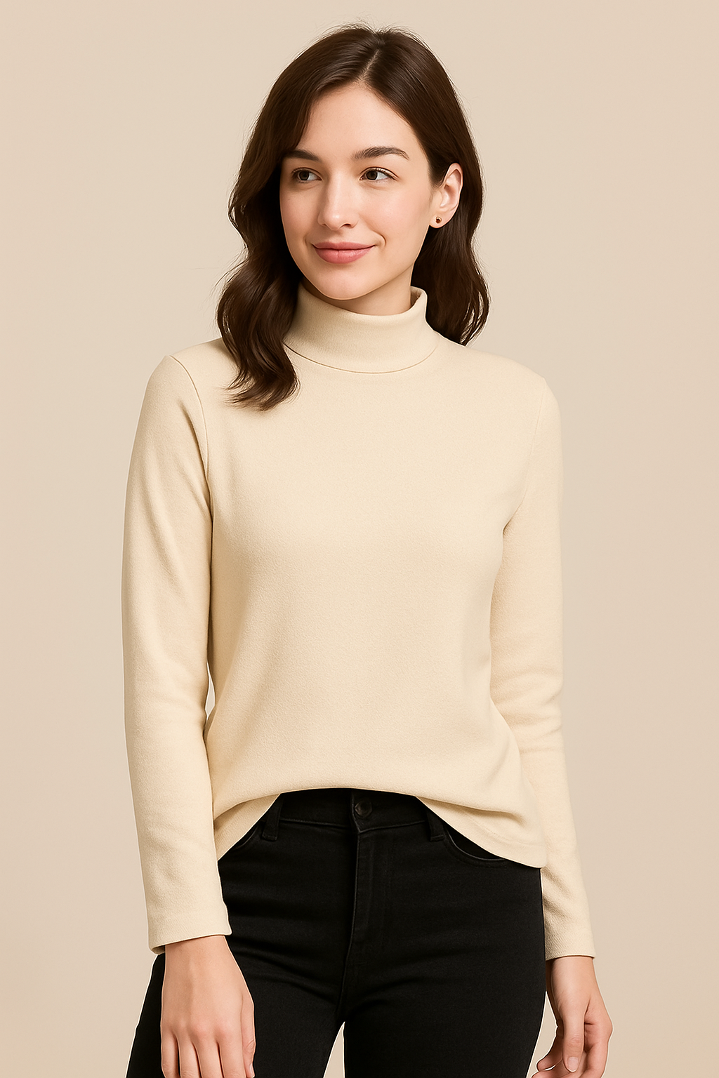 Women’s Lined Long-Sleeve Winter Top – Velvety, Slim-Fit Thermal Top