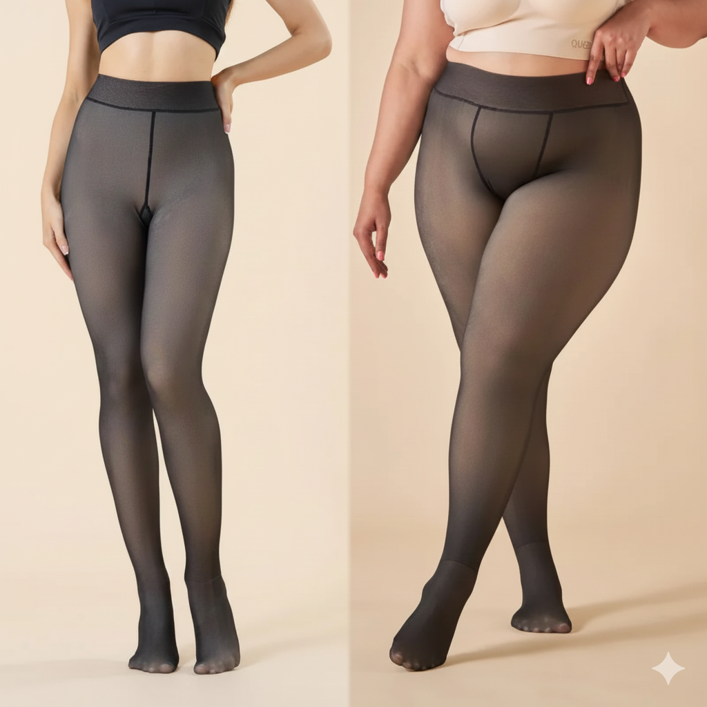 High-Waist Thermal Tights with Sheer Effect – Winter Warm Tights