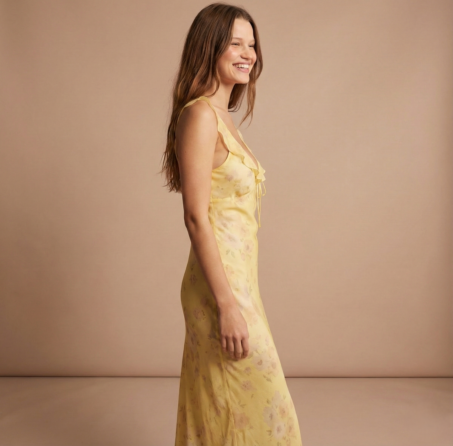 Retro Floral V-Neck Maxi Dress