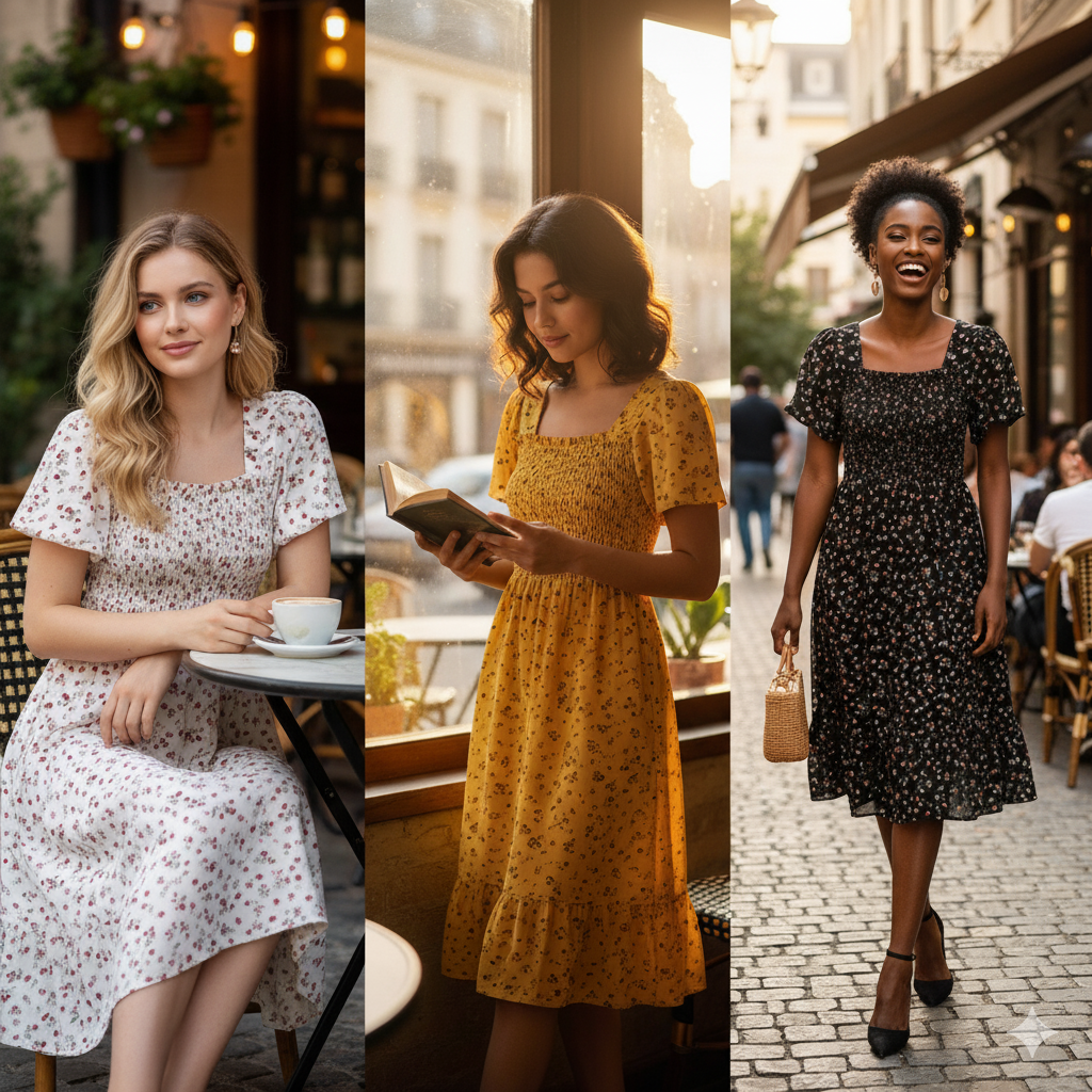 Floral Chiffon Midi Dress with Elasticated Waist