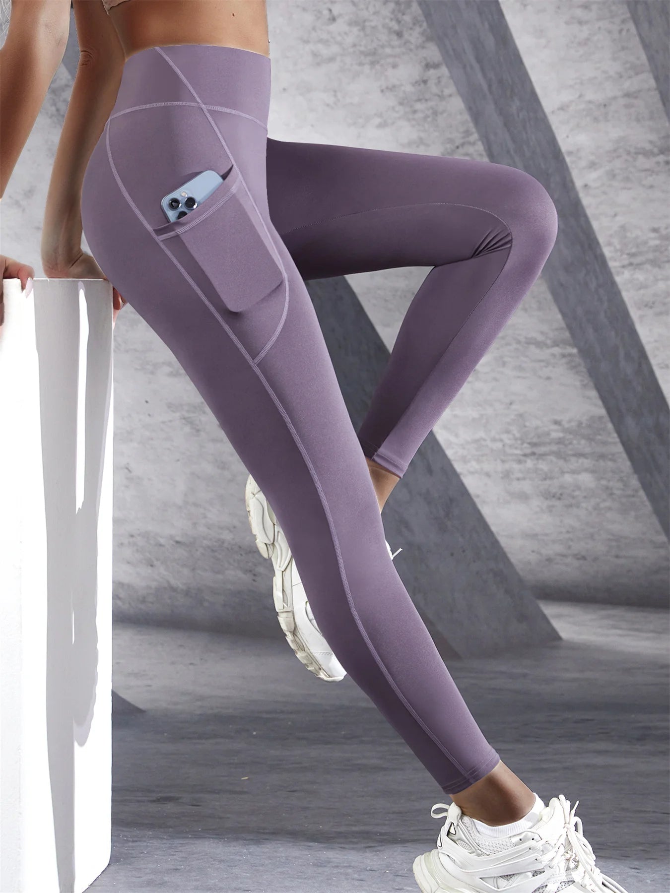 High-Waist Stretch Fitness Leggings with Pockets