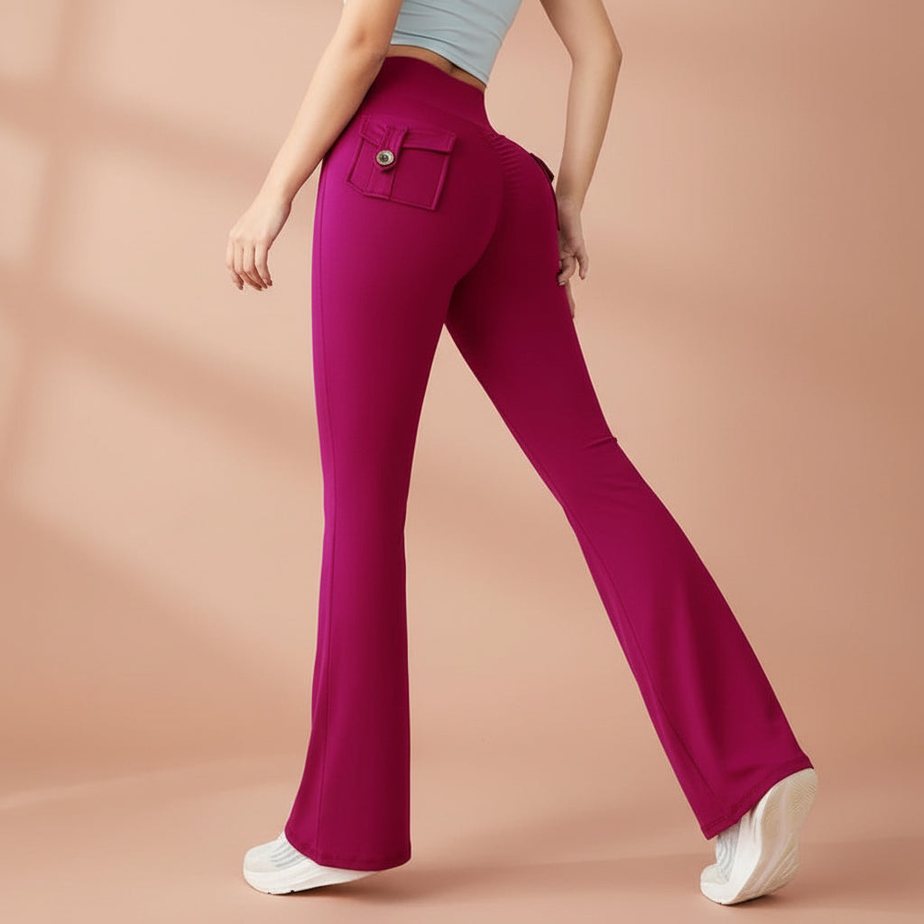 High-Waist Flared Butt-Lifting Yoga Trousers