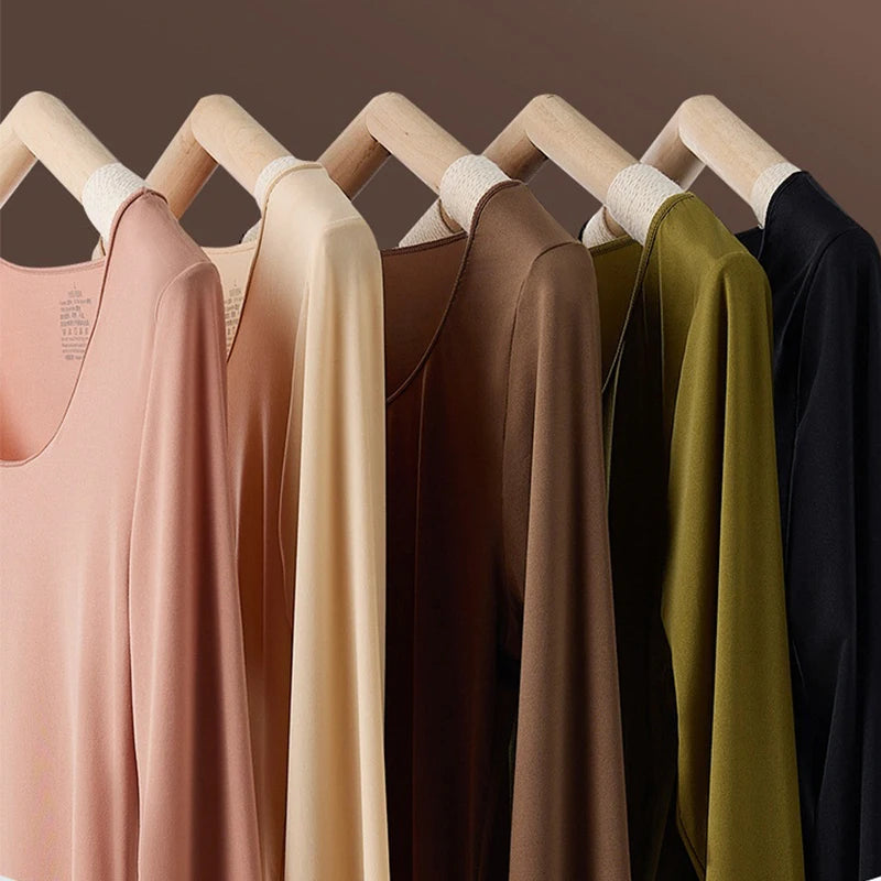 Flarixa Seamless 2-Piece Thermal Underwear Set for Women — First Layer Long-Sleeve Top & Long Johns (Thin Winter Thermo)