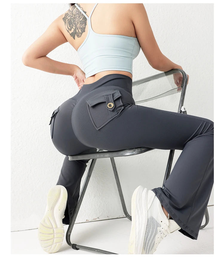 High-Waist Flared Butt-Lifting Yoga Trousers
