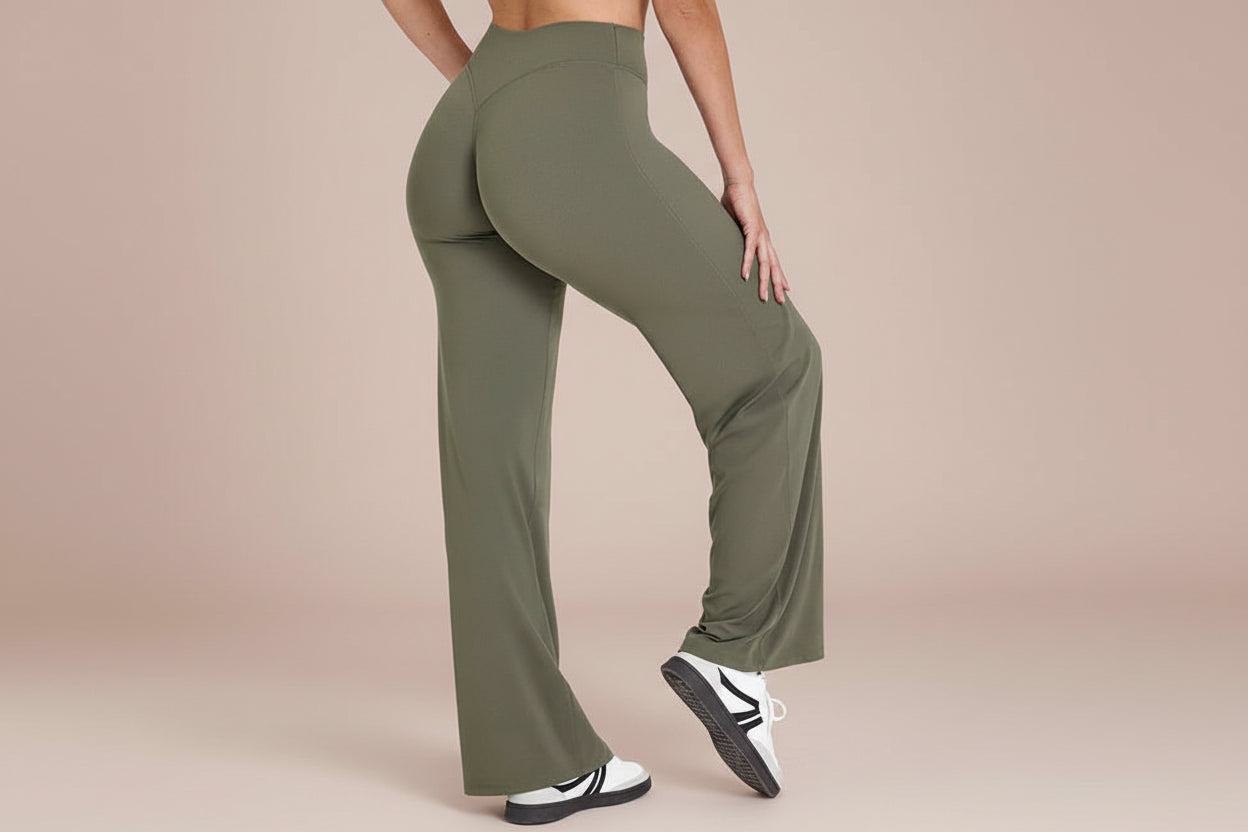 Women’s Mid-Rise Buttery-Soft Straight-Leg Yoga Trousers (Second-Skin Feel)
