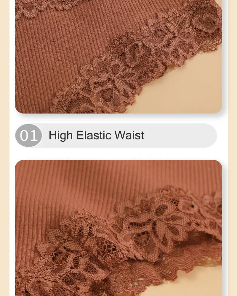 5-Piece Lace Seamless Cotton Brazilian Briefs Set for Women