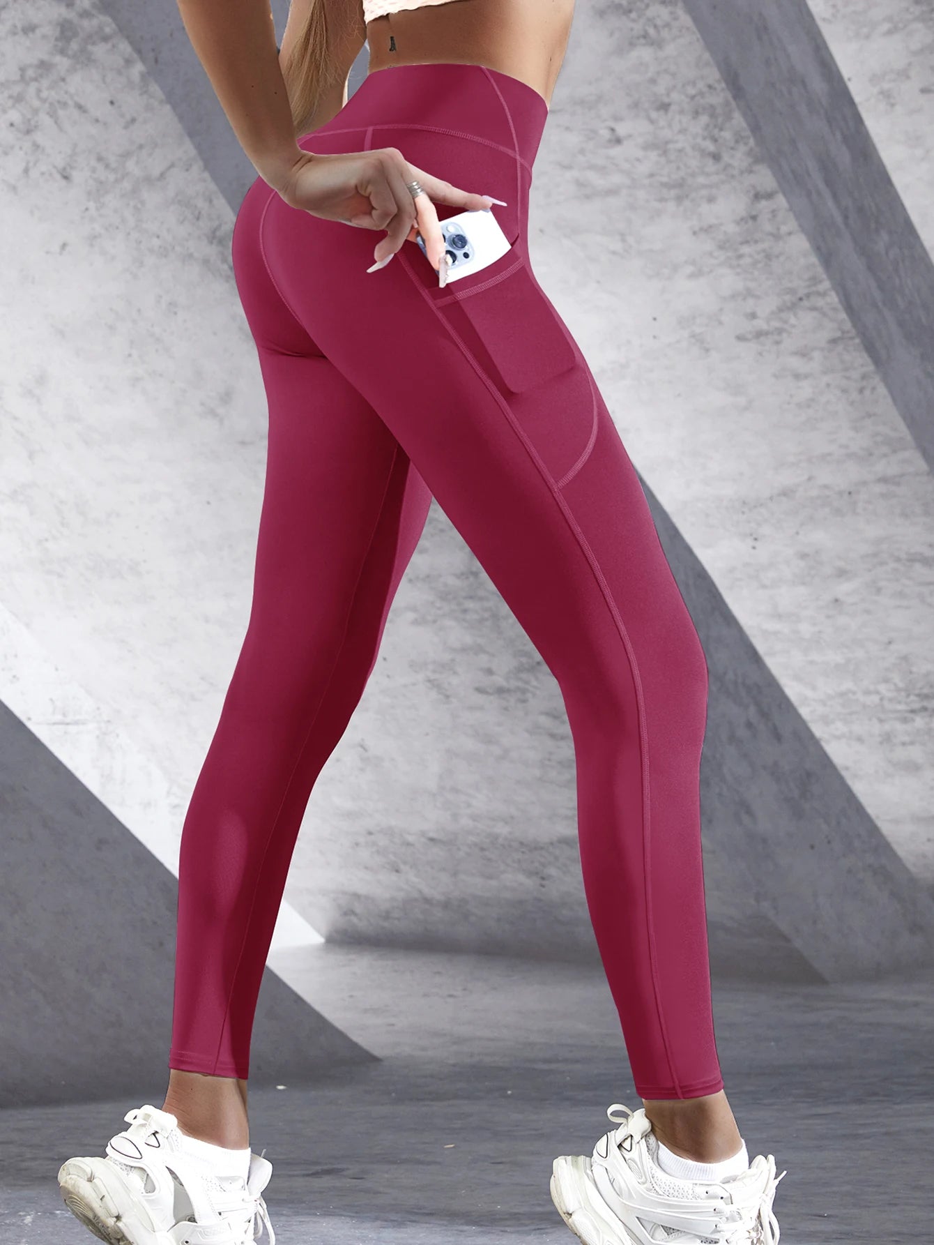 High-Waist Stretch Fitness Leggings with Pockets