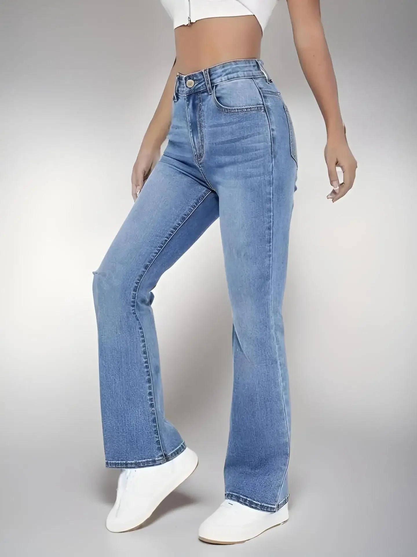New Women’s High-Waisted Slim-Fit Jeans – Relaxed, Versatile, Washed European–American Style