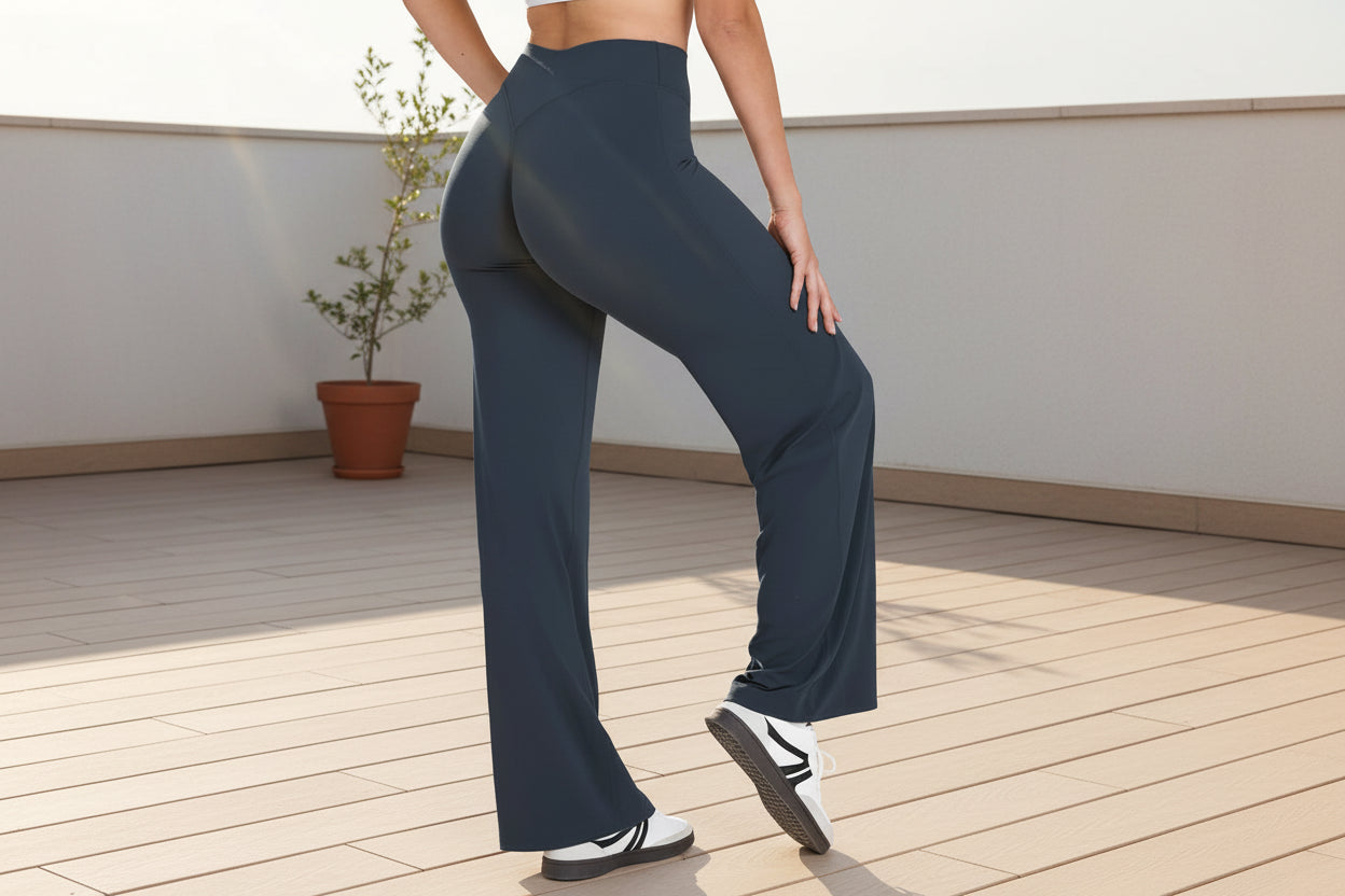 Women’s Mid-Rise Buttery-Soft Straight-Leg Yoga Trousers (Second-Skin Feel)