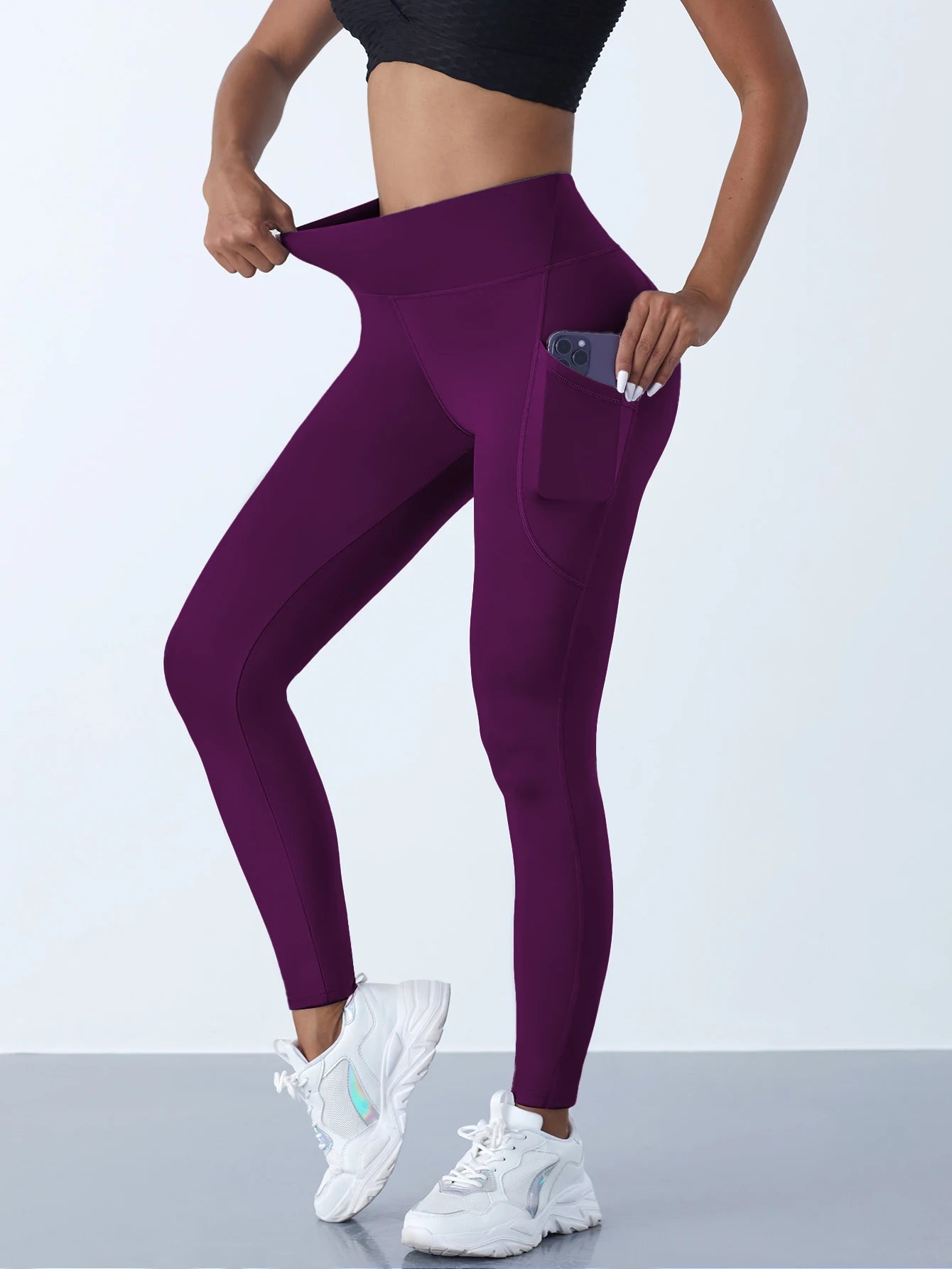 High-Waist Stretch Fitness Leggings with Pockets