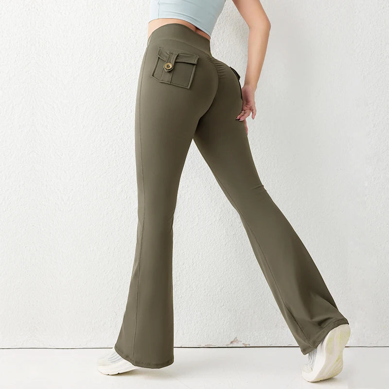 High-Waist Flared Butt-Lifting Yoga Trousers