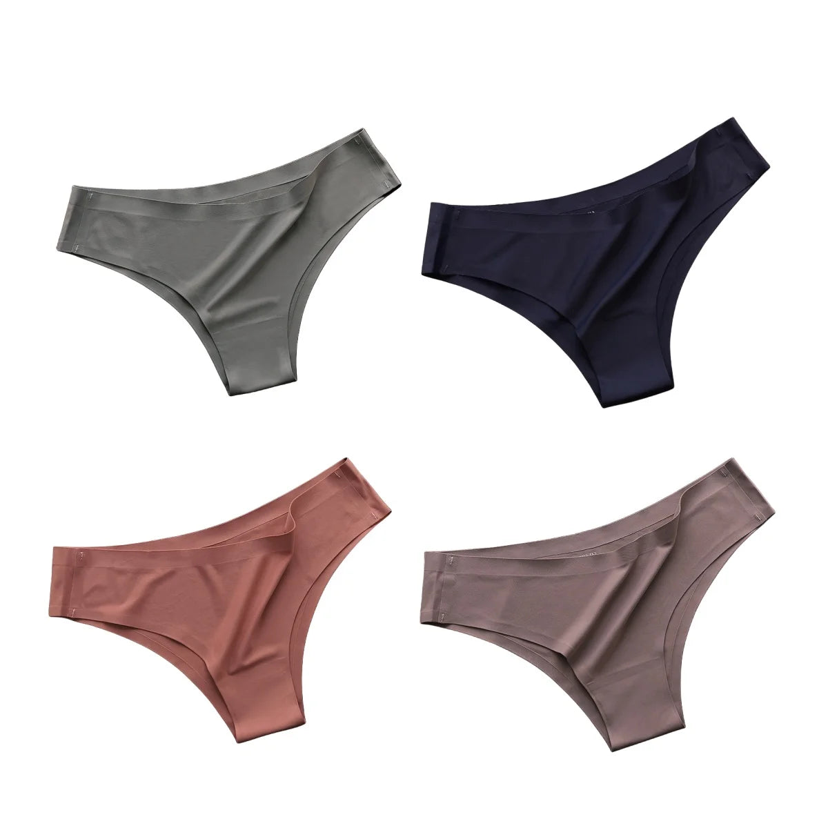 4-Pack Seamless Ice-Silk Low-Rise Women’s Thongs – Silky, Breathable Fabric