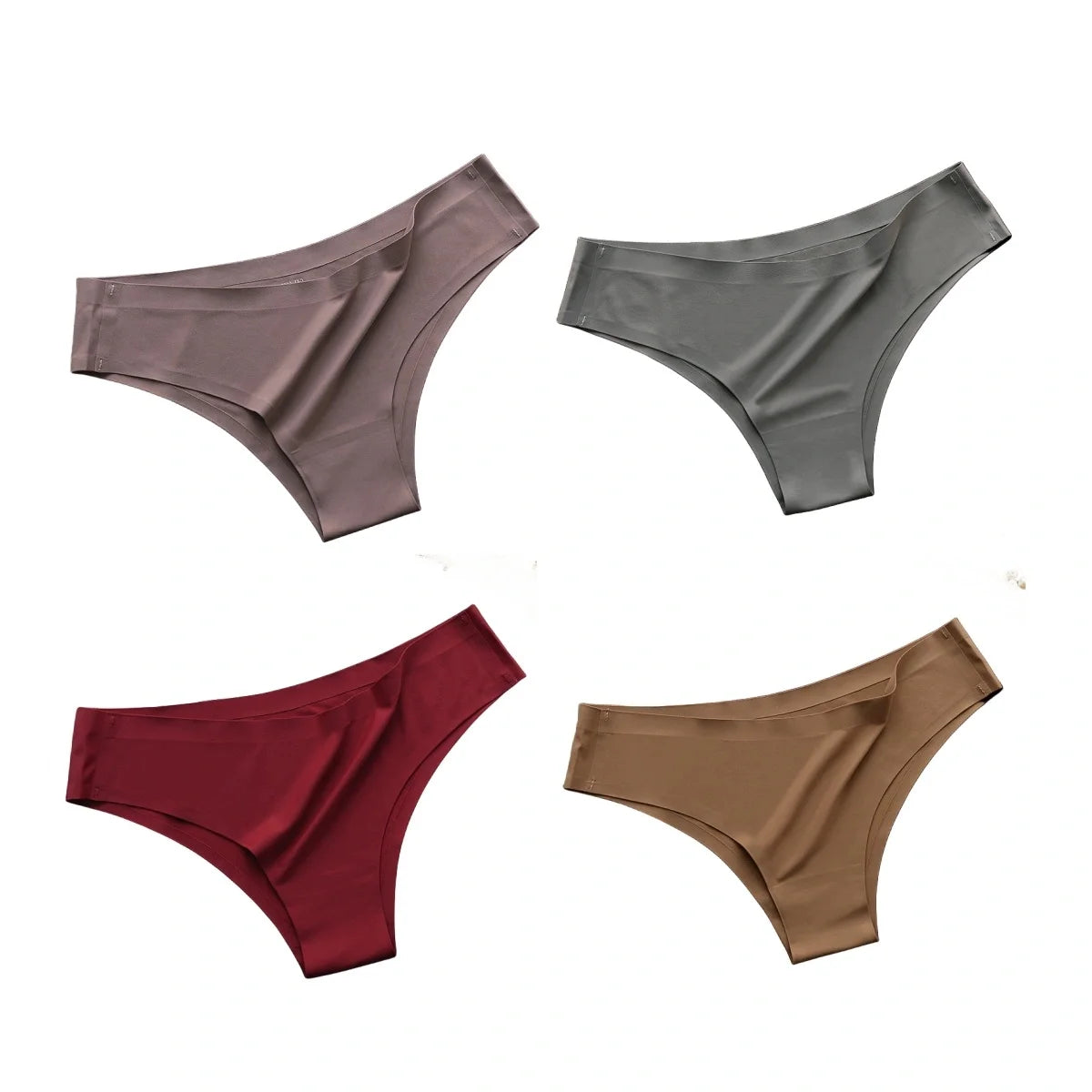 4-Pack Seamless Ice-Silk Low-Rise Women’s Thongs – Silky, Breathable Fabric