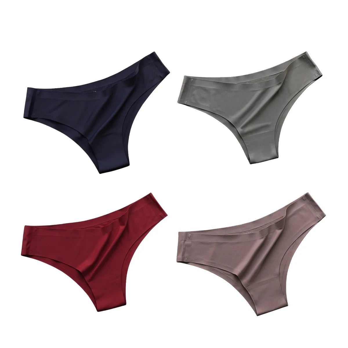 4-Pack Seamless Ice-Silk Low-Rise Women’s Thongs – Silky, Breathable Fabric