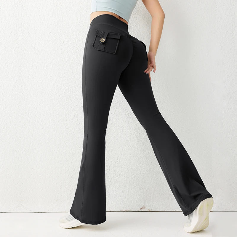 High-Waist Flared Butt-Lifting Yoga Trousers