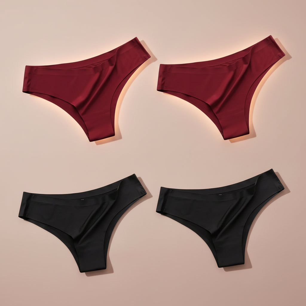 4-Pack Seamless Ice-Silk Low-Rise Women’s Thongs – Silky, Breathable Fabric
