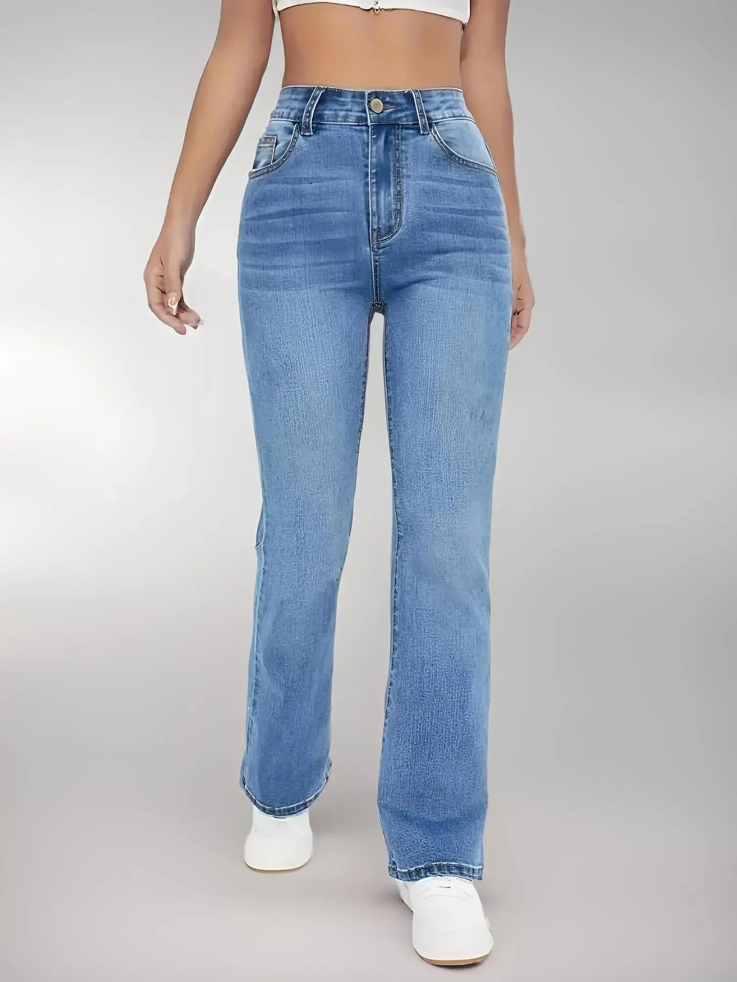 New Women’s High-Waisted Slim-Fit Jeans – Relaxed, Versatile, Washed European–American Style