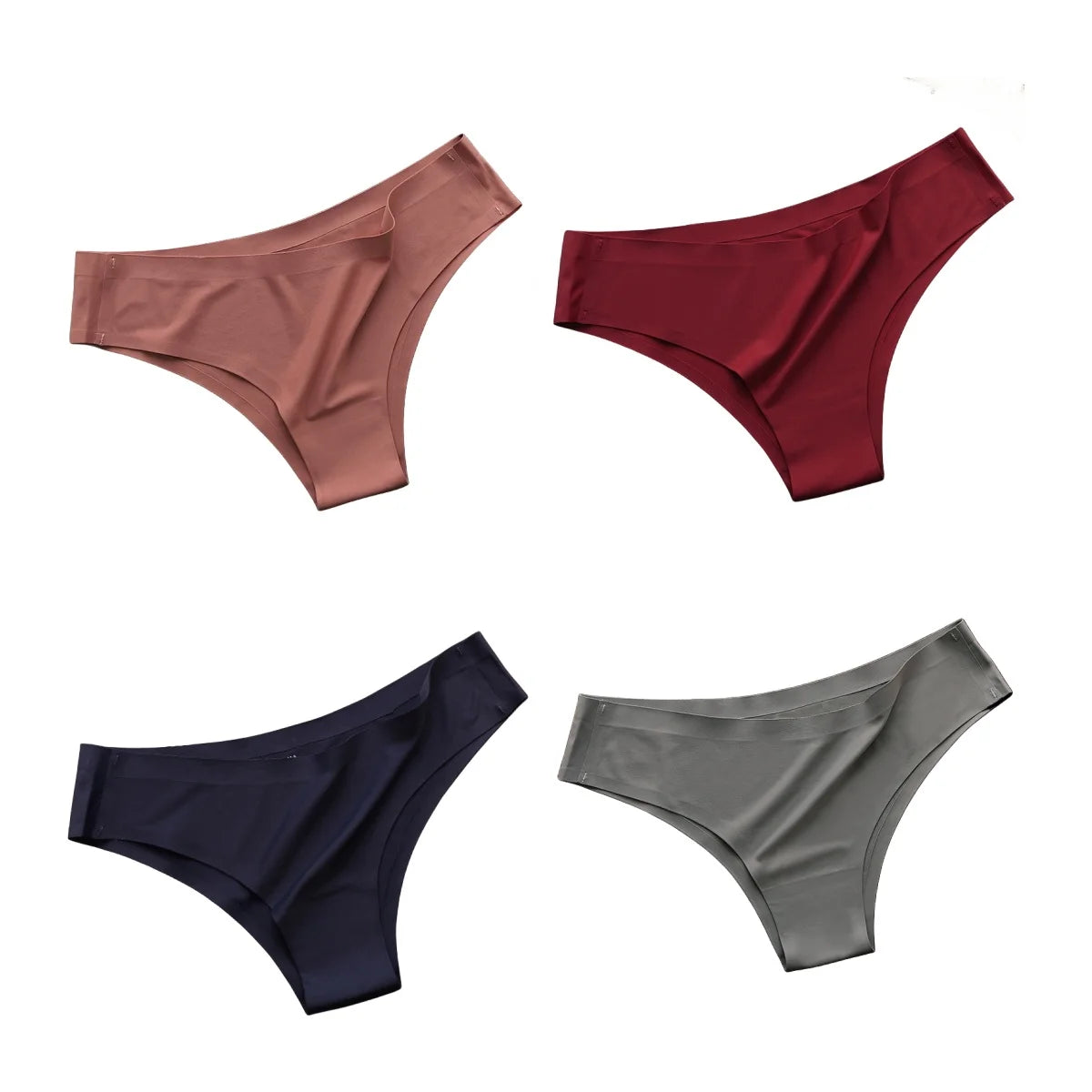 4-Pack Seamless Ice-Silk Low-Rise Women’s Thongs – Silky, Breathable Fabric