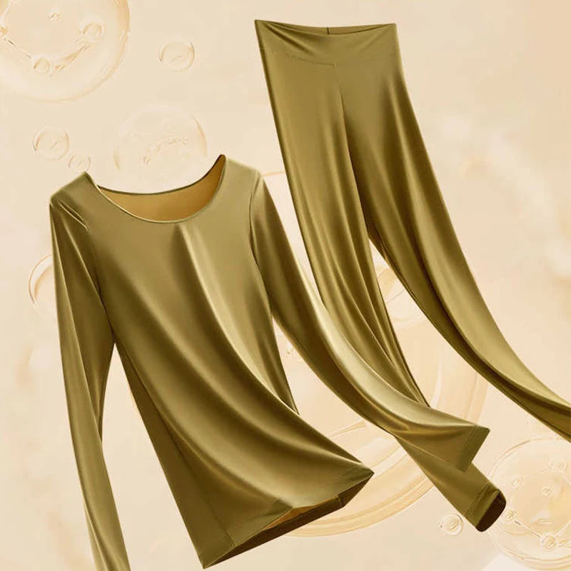 Flarixa Seamless 2-Piece Thermal Underwear Set for Women — First Layer Long-Sleeve Top & Long Johns (Thin Winter Thermo)