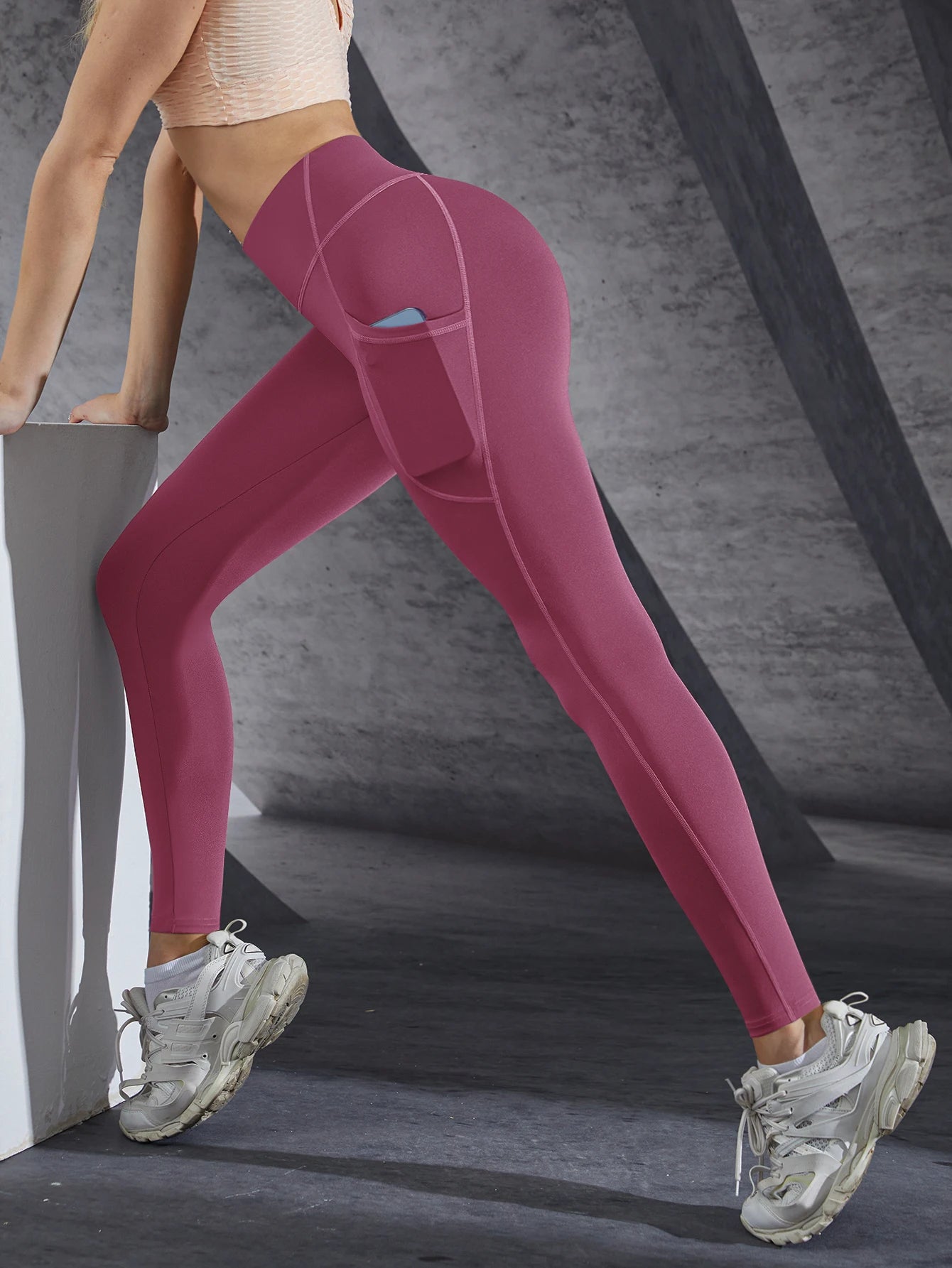 High-Waist Stretch Fitness Leggings with Pockets