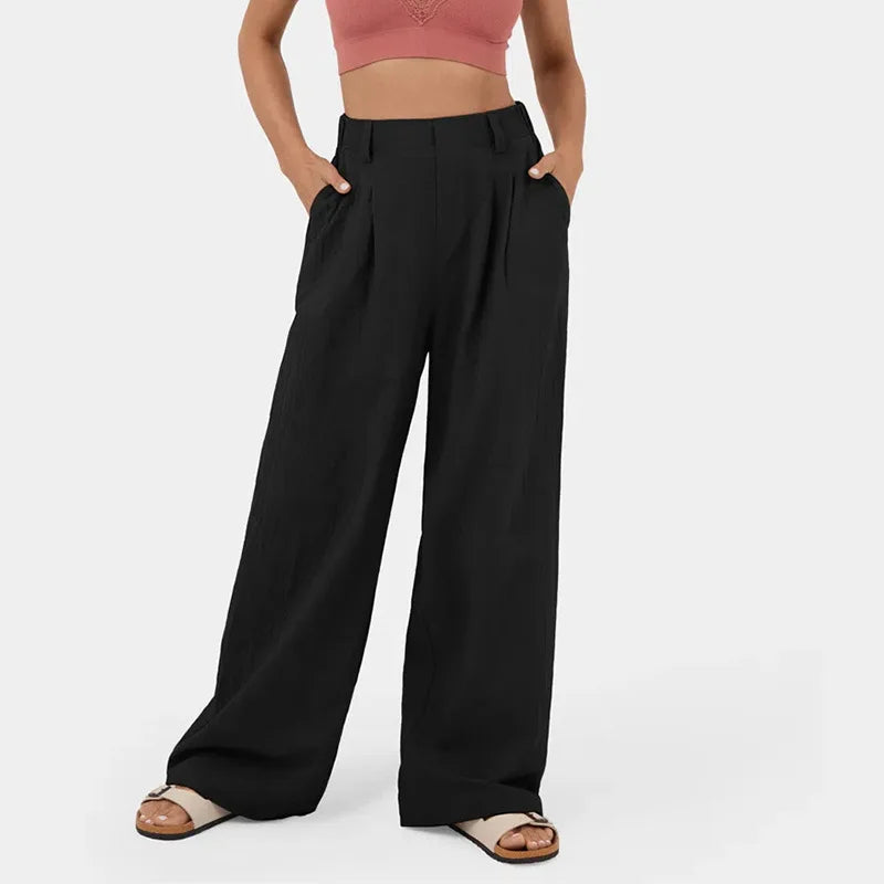 High-Waisted Wide-Leg Elegant Summer Trousers for Women