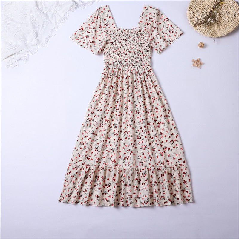 Floral Chiffon Midi Dress with Elasticated Waist