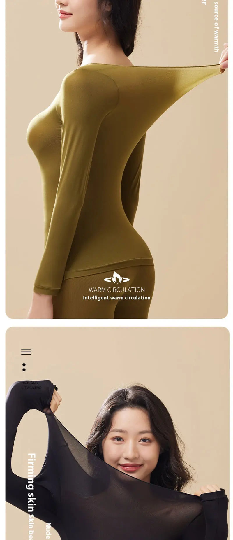 Flarixa Seamless 2-Piece Thermal Underwear Set for Women — First Layer Long-Sleeve Top & Long Johns (Thin Winter Thermo)