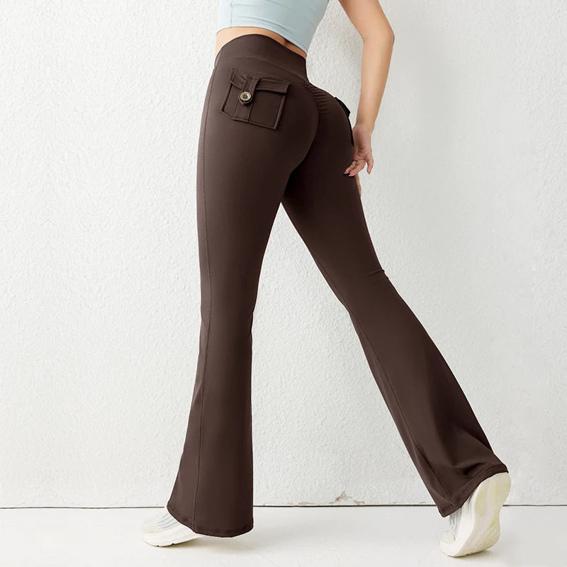 High-Waist Flared Butt-Lifting Yoga Trousers
