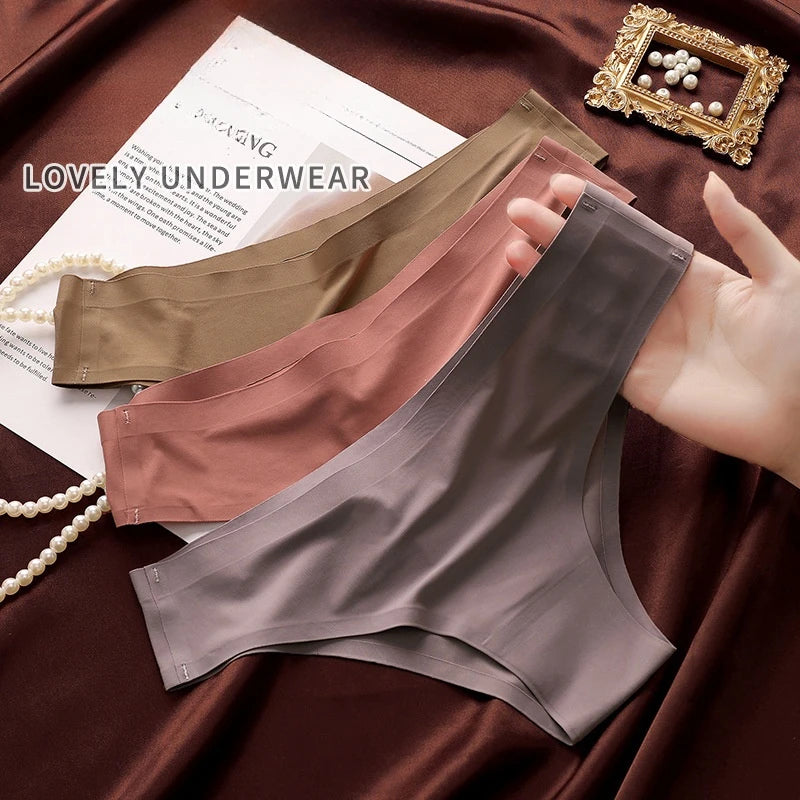 4-Pack Seamless Ice-Silk Low-Rise Women’s Thongs – Silky, Breathable Fabric