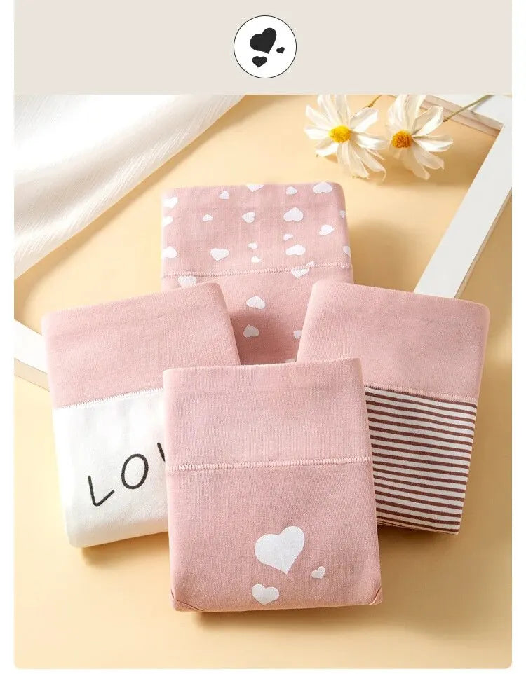 4-Pack High-Waist Cotton Women’s Briefs – Breathable, Fashion Print, Plus Size (M–5XL)