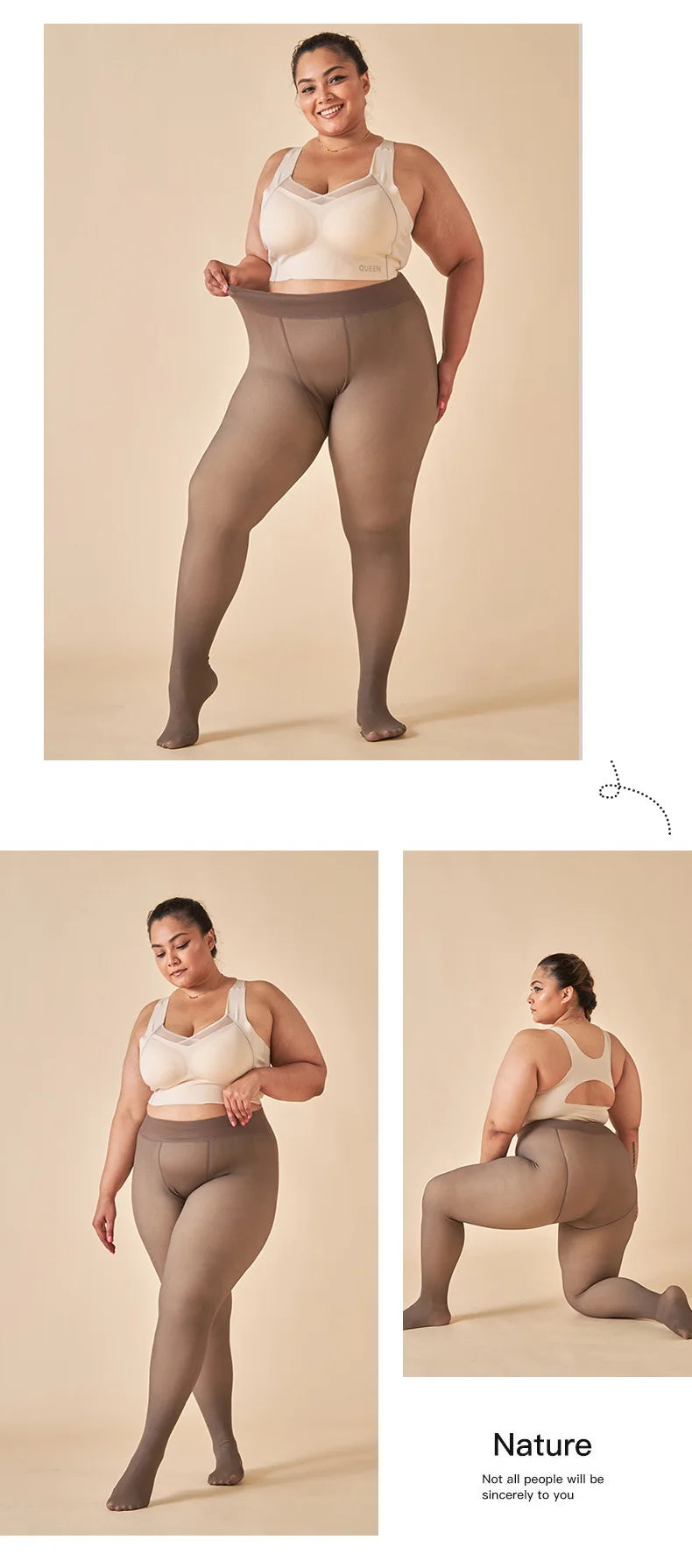 Thermal Fleece-Lined High-Waist Winter Tights for Women