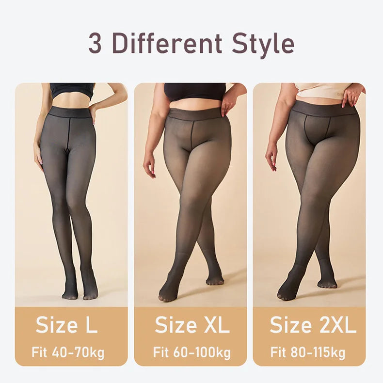 Thermal Fleece-Lined High-Waist Winter Tights for Women