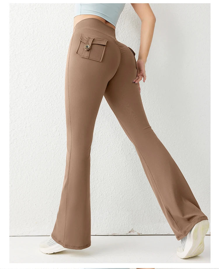 High-Waist Flared Butt-Lifting Yoga Trousers