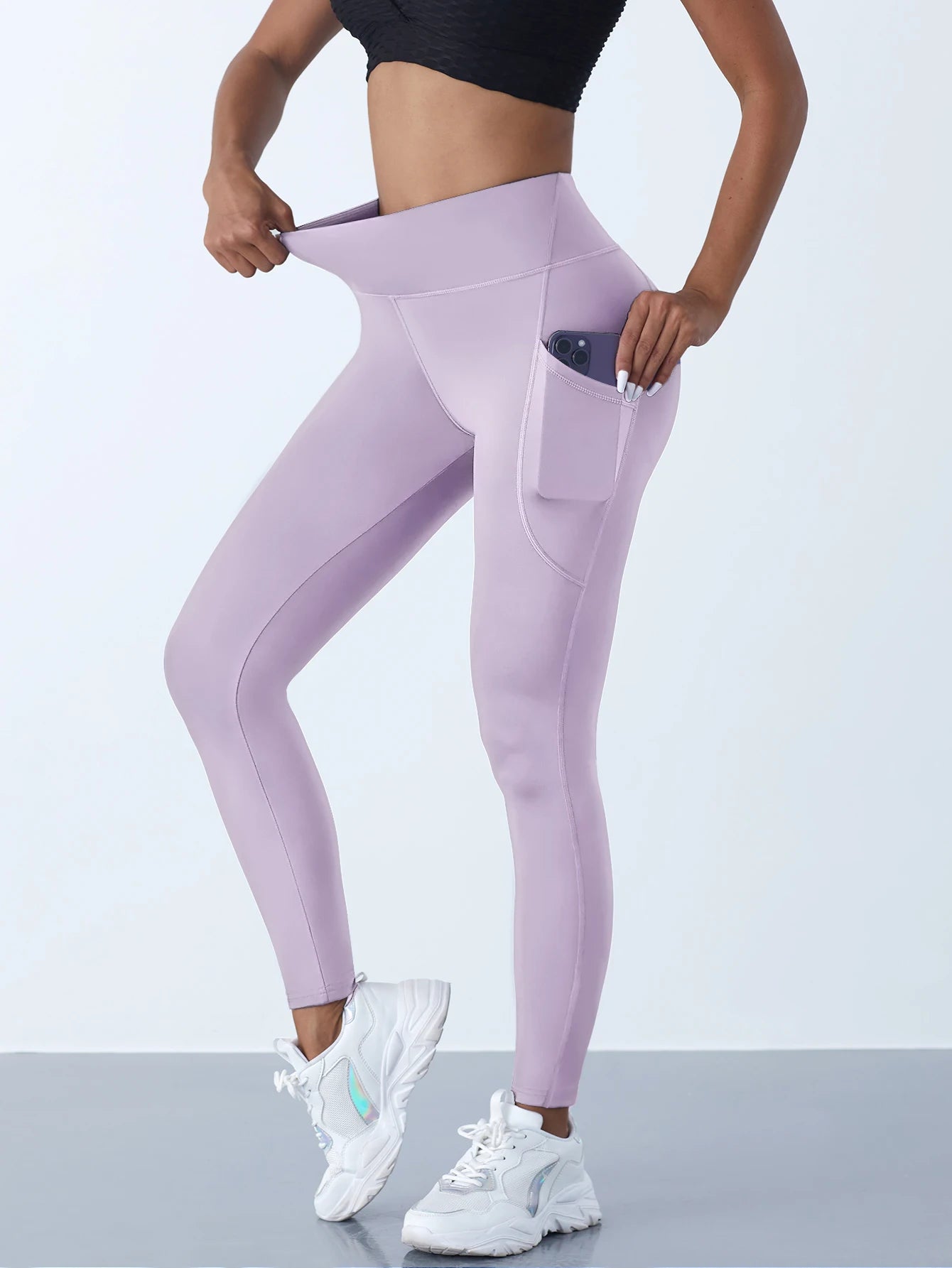 High-Waist Stretch Fitness Leggings with Pockets