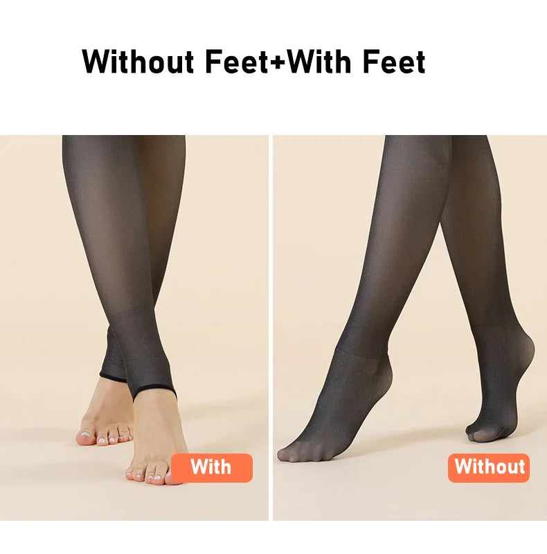 Thermal Fleece-Lined High-Waist Winter Tights for Women