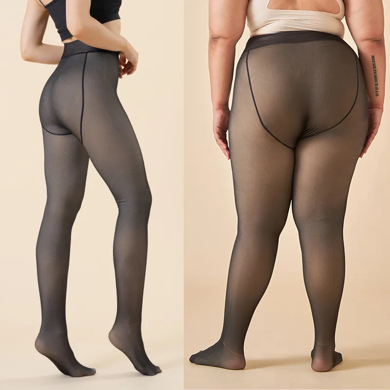 High-Waist Thermal Tights with Sheer Effect – Winter Warm Tights