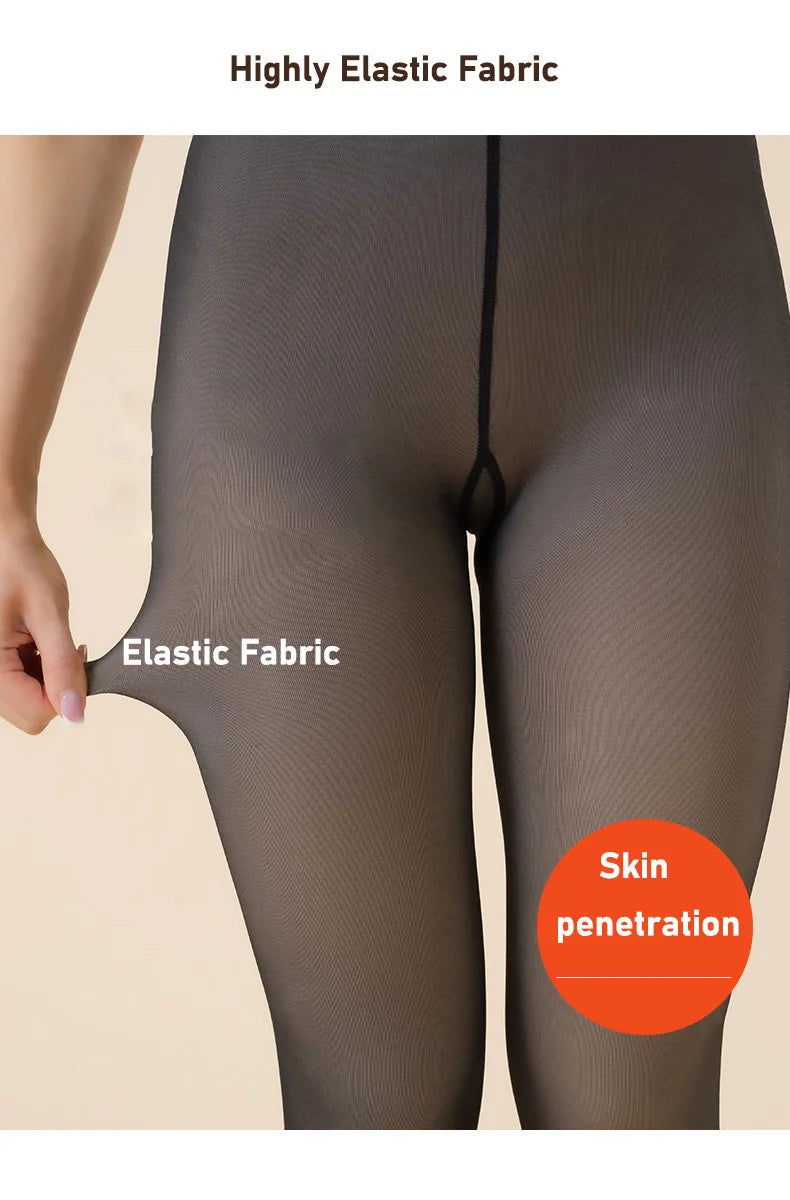 Thermal Fleece-Lined High-Waist Winter Tights for Women