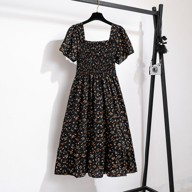 Floral Chiffon Midi Dress with Elasticated Waist