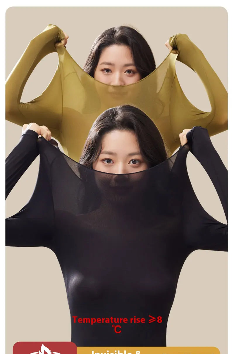 Flarixa Seamless 2-Piece Thermal Underwear Set for Women — First Layer Long-Sleeve Top & Long Johns (Thin Winter Thermo)