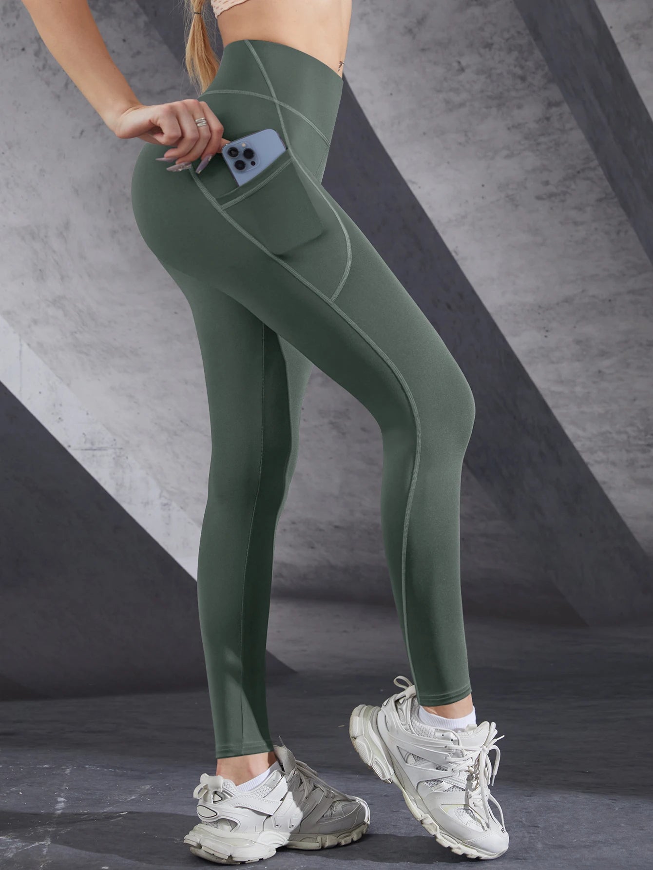 High-Waist Stretch Fitness Leggings with Pockets