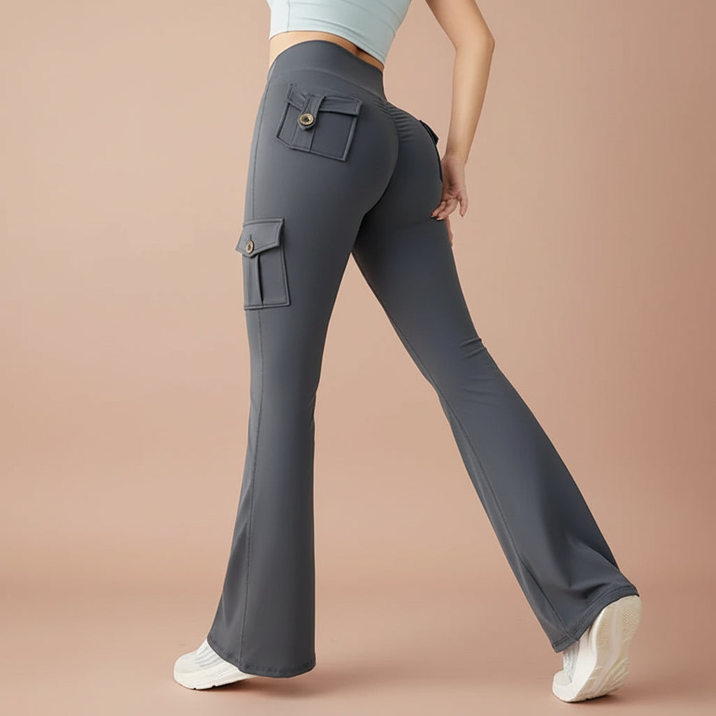 High-Waist Flared Butt-Lifting Yoga Trousers