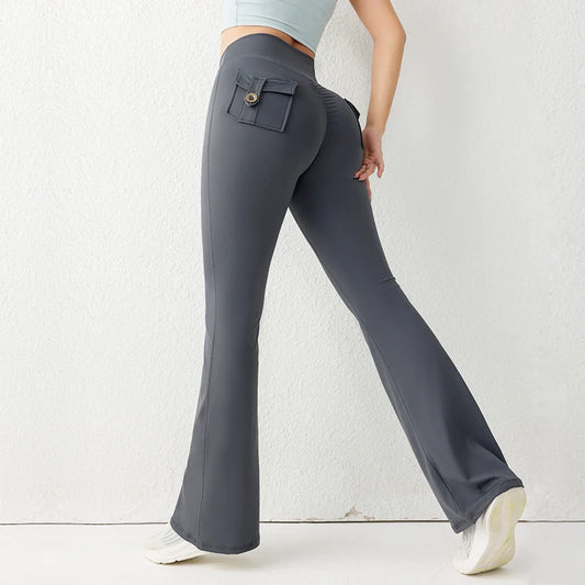 “High-Waist Flared Butt-Lifting Yoga Pants”
