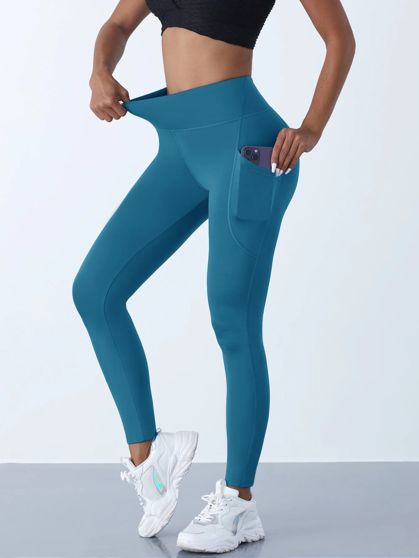 High-Waist Stretch Fitness Leggings with Pockets