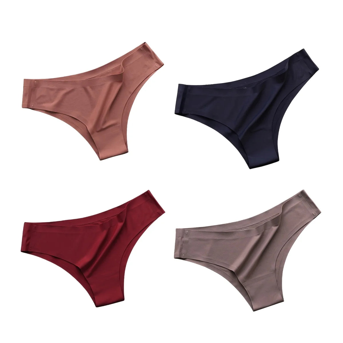 4-Pack Seamless Ice-Silk Low-Rise Women’s Thongs – Silky, Breathable Fabric