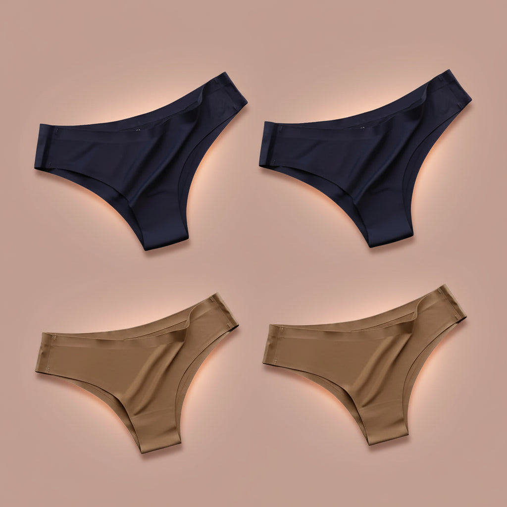 4-Pack Seamless Ice-Silk Low-Rise Women’s Thongs – Silky, Breathable Fabric