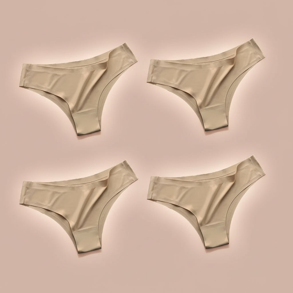 4-Pack Seamless Ice-Silk Low-Rise Women’s Thongs – Silky, Breathable Fabric