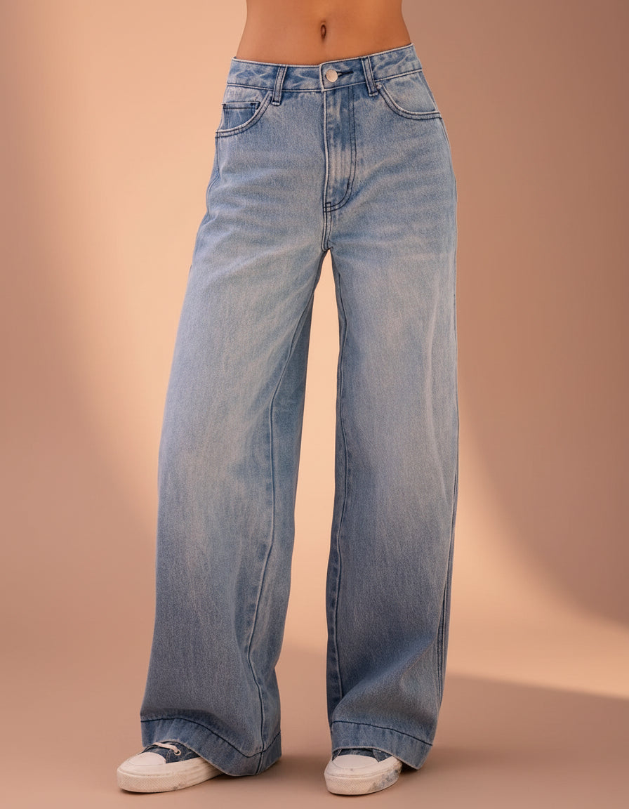Women’s High-Waisted Wide-Leg Jeans – Relaxed Fit, Full Length (2025)