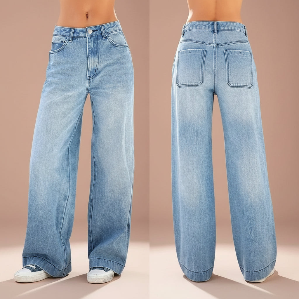 Women’s High-Waisted Wide-Leg Jeans – Relaxed Fit, Full Length (2025)