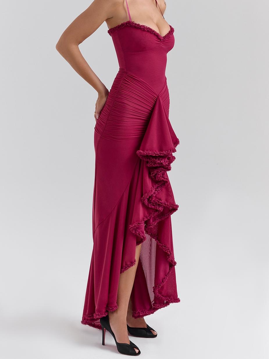 Vestido Cami Sem Mangas Assimétrico Desfeito